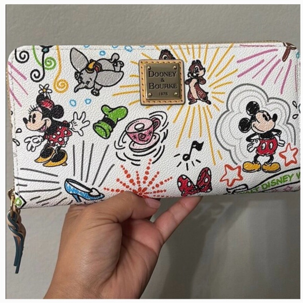Dooney & Bourke White Disney Sketches Zip Wallet